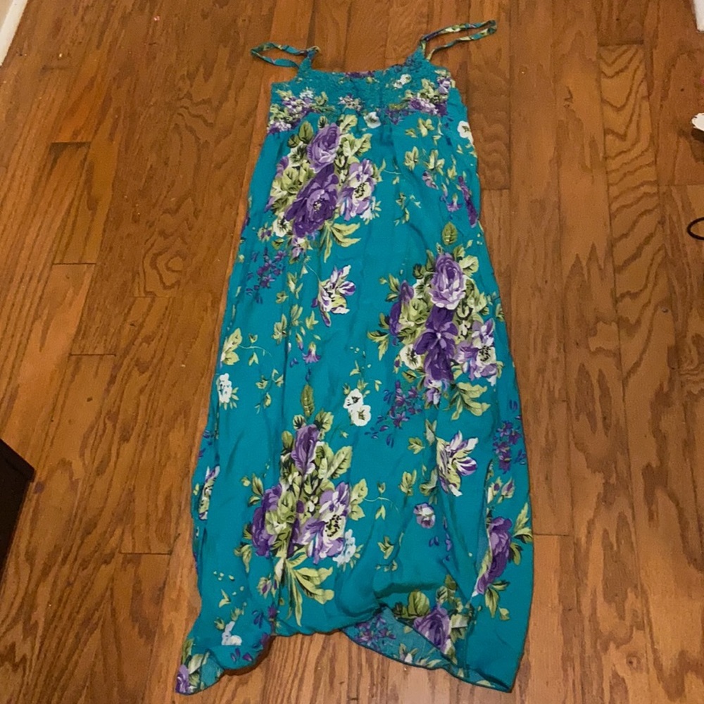 Island Planet Women’s Blue Floral Summer Dress with Adjustable Straps S